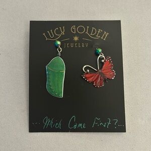 Butterfly & chrysalis earrings